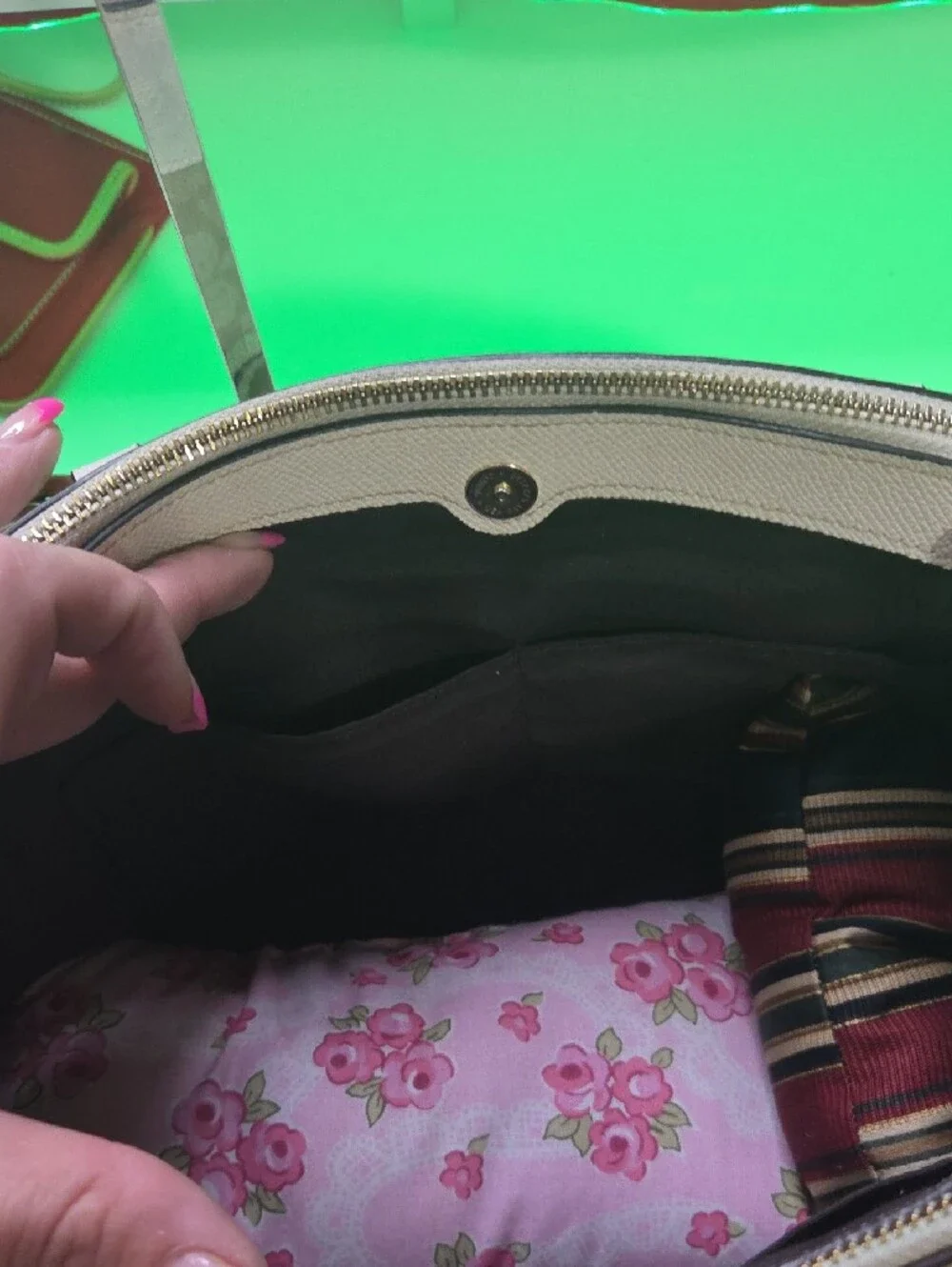 Coach Beige Signature Shoulder Bag with Crossbody Strap